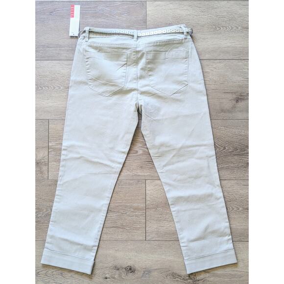 NEW Elle My Favorite Capri Size 6 Khaki Cream Mid Rise Cuffed Cotton Stretch - Picture 3 of 6